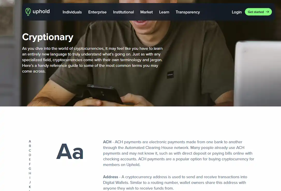 Learning resource - cryptionary on uphold.