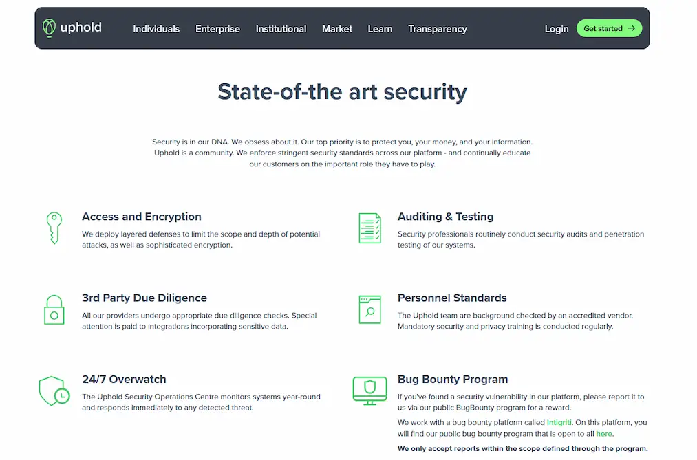 security on Uphold 